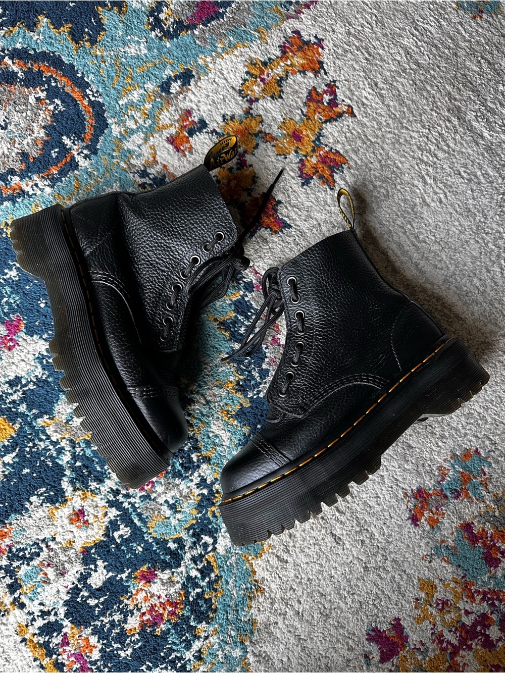 Dr. Martens | Docs SINCLAIR Leather Platform Zip + Lace Up Boots in Black - Picture 7 of 13